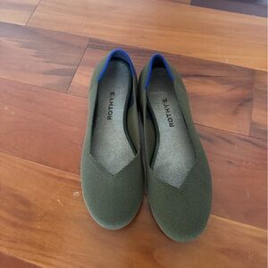 Rothy's Olive Green Flats with Blue Accents